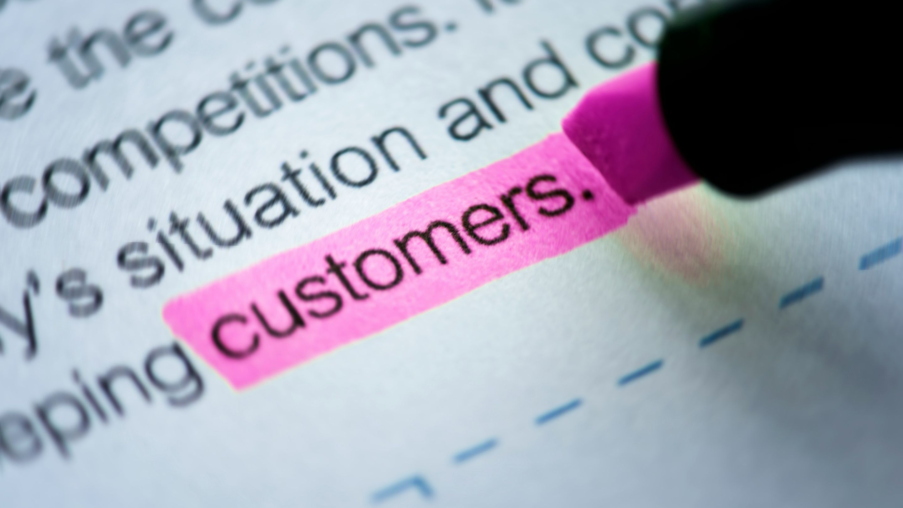 Customer highlighted on paper