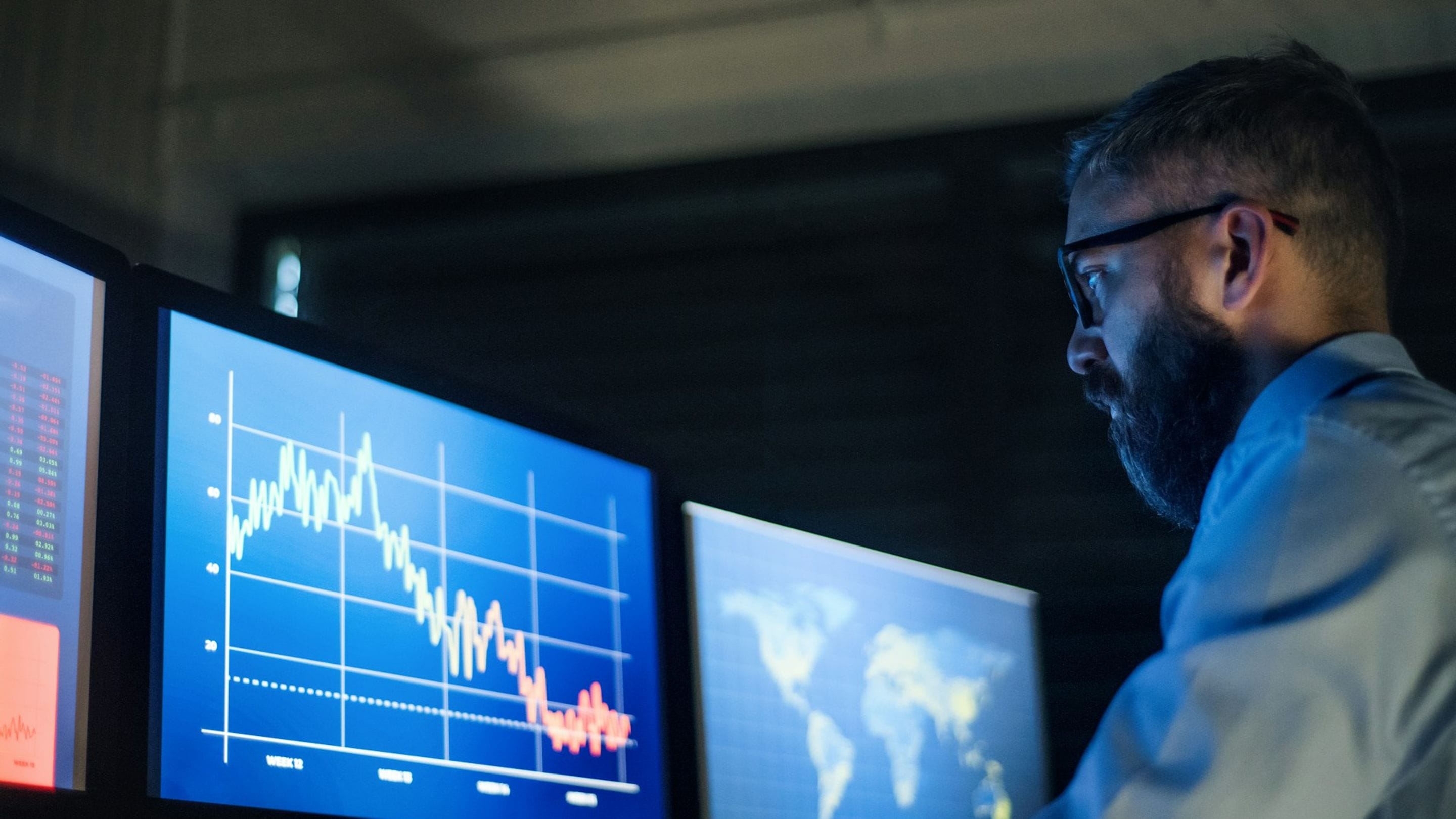 Person looking at graphs